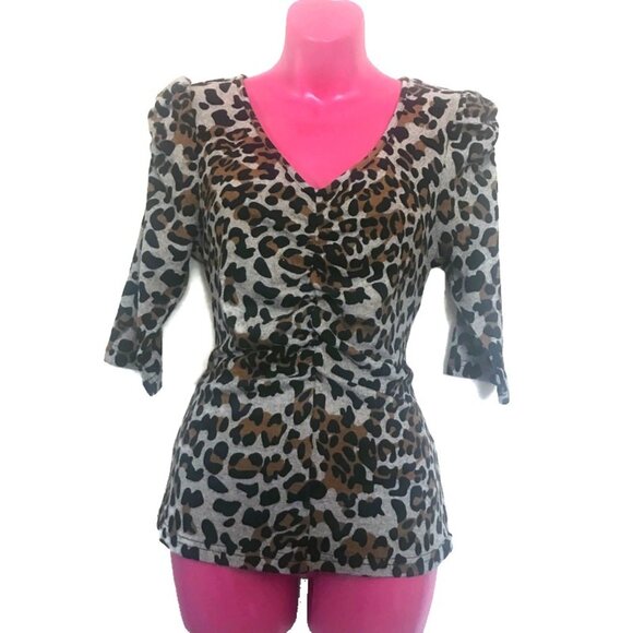 voodoo vixen rockabilly pin up shirt leopard top size large - Picture 4 of 6